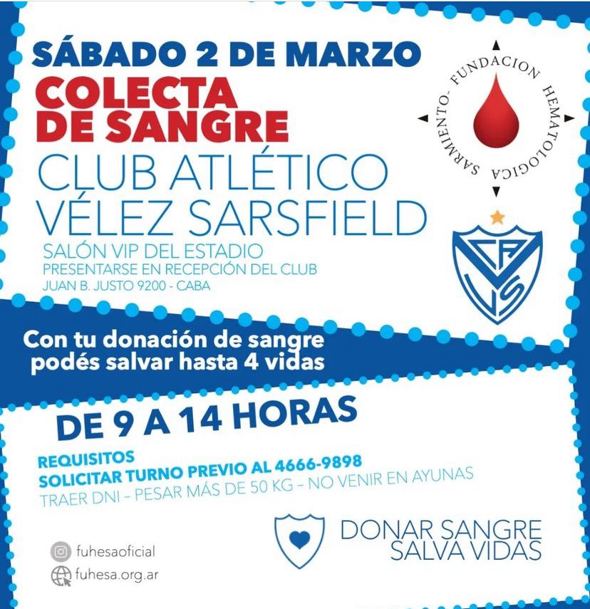 #DonaciónDeSangre 
@VelezSocial