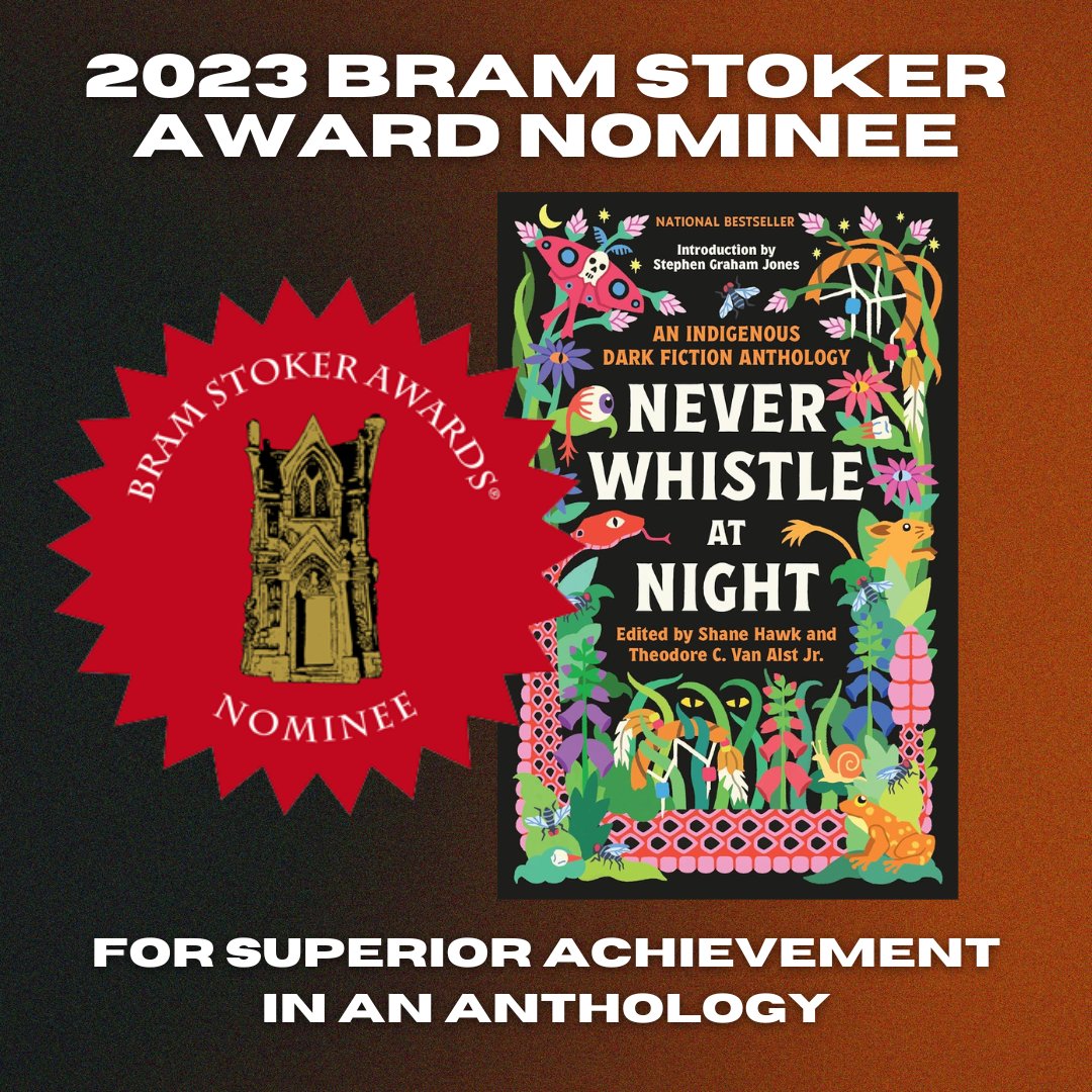The 1st Indigenous anthology to receive a Bram Stoker Award nomination! Thank you to Ted, Rachel, Anna, both teams in the US and Canada, all our amazing contributors, and of course all our readers.

Congratulations to all fellow nominees :)

P.S. 21 weeks as a bestseller...