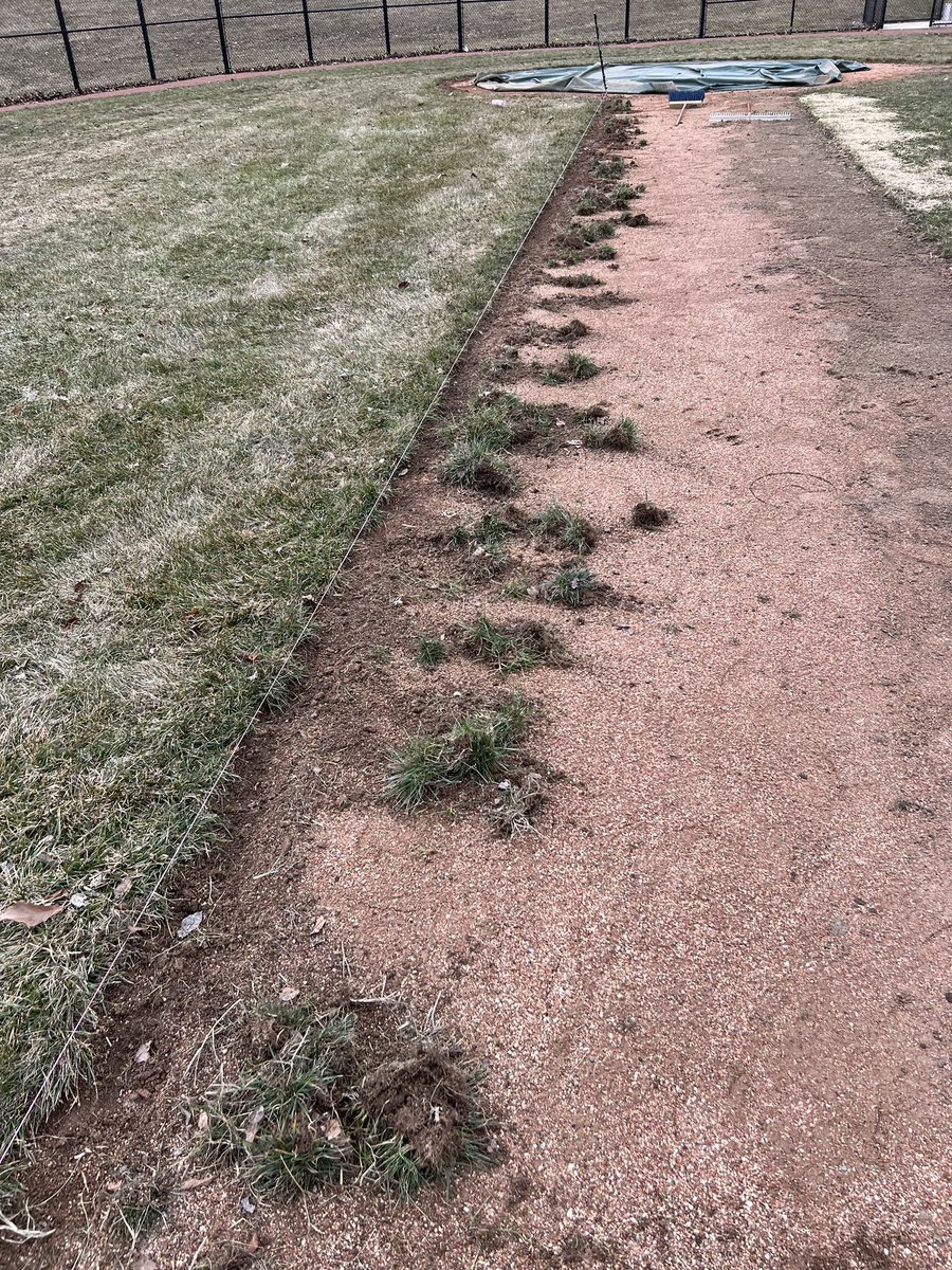 leetblack's tweet image. Can’t believe we are edging infields in February.  Lots of work to do, but we are getting there!  #baseball #groundscrew #GoBirds @WisconsinSTMA