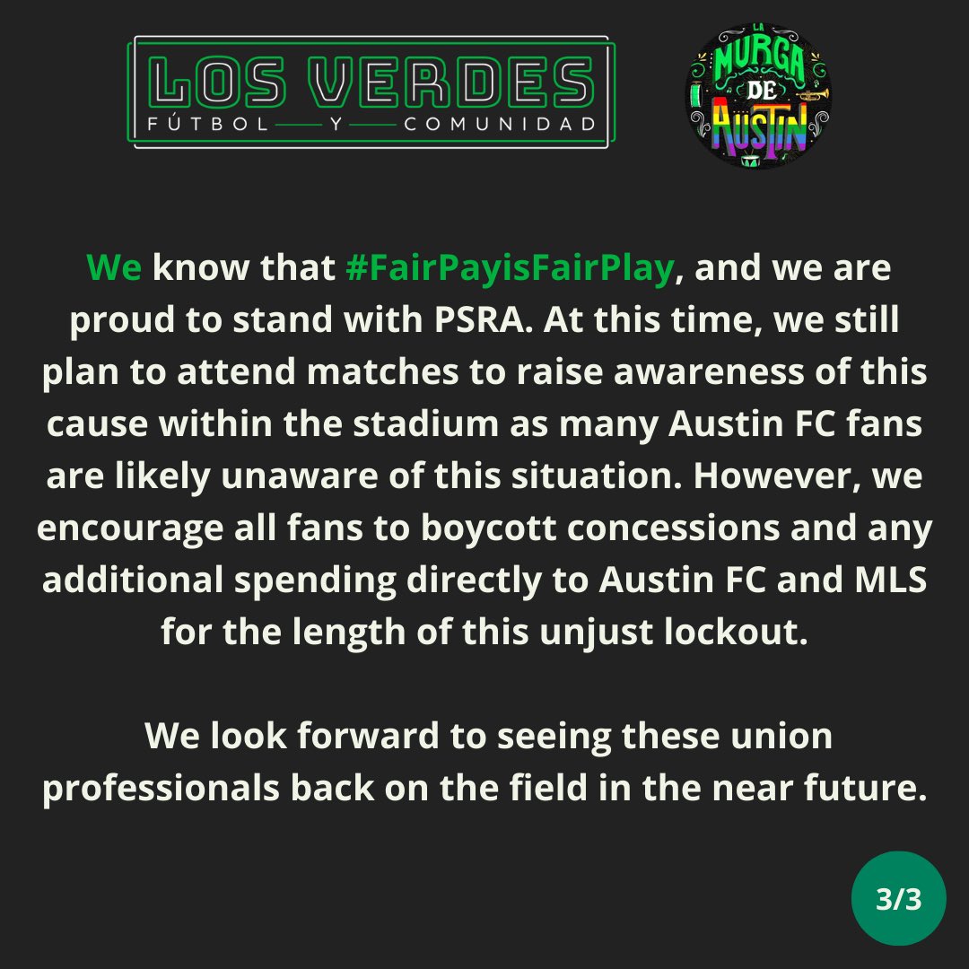 Please see our joint statement with @LaMurgaATX regarding the PSRA lockout