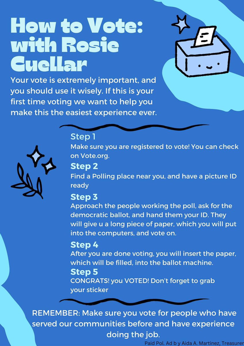 RCuellarforD80's tweet photo. How to Vote: with Rosie Cuellar 🗳️🇺🇸 #txlege #District80 #TexasPolitics #Election2024 #VoteRosieCuellar #WorkingToMakeItHappen #TeamCuellar #TexasStateHouse #TexasElection #LocalPolitics #CommunityFirst #GetOutTheVote https://t.co/w1SoPFxkTo