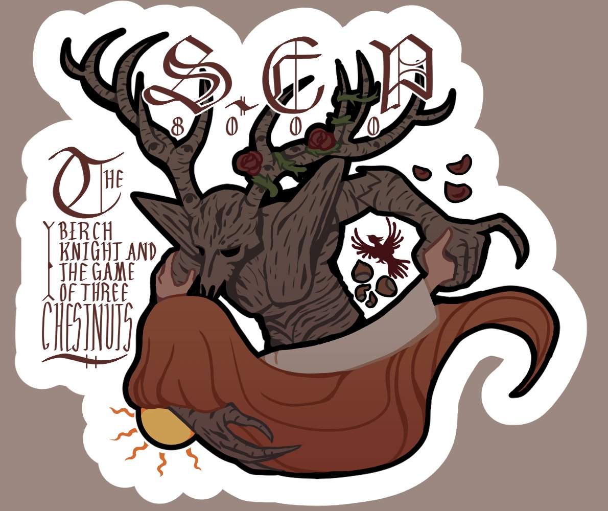 Fifth SCP-8000 sticker. This one was amazing I loved it a lot. Read it! SCP-8XXX: The Birch Knight and The Game of Three Chestnuts by @PeppersGhostSCP and Uncle Nicolini who I can't find on here right now. scp-wiki.wikidot.com/8000contestpep…