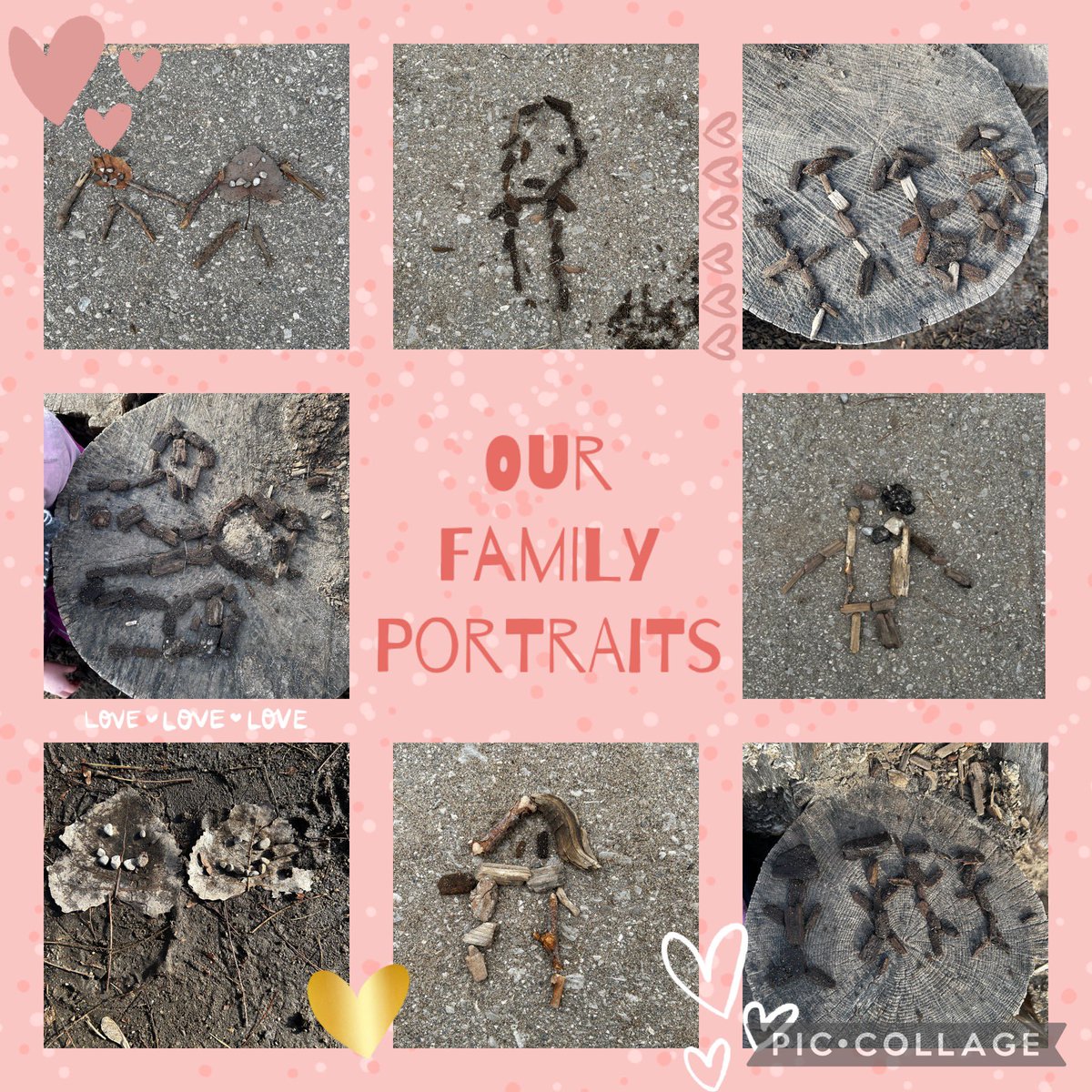 Celebrating our families by making family portraits out of items found in our yard! <a href="/PEPanthersLND/">Princess Elizabeth PS</a> <a href="/TVDSBKinder/">TVDSBKindergarten</a> #OutdoorEd