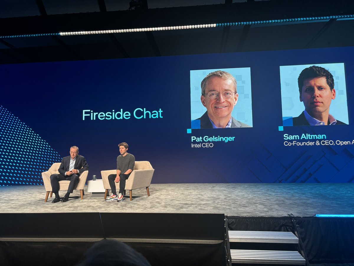 Interesting fireside chat with @intel and @OpenAI CEOs. Agreement on the need for huge increases in AI compute, but Sam backed off his $7t number…most AI excitement in what can be accomplished within healthcare. @CounterPointTR