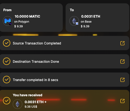 mrpapawheelie's tweet photo. Wanted to test out a xchain swap from @0xPolygon  MATIC to BASE ETH on @routerprotocol nitro. Swap took 8 seconds and cost 3 cents with gas. Transfers to and from ETH are pretty cheap as well at about $10 for 1 ETH. The Dashboard also shows you your stats on time txs take, cost and how much you saved. Bookmark the site for any crosschain swaps: https://t.co/ytTrIjRk7l