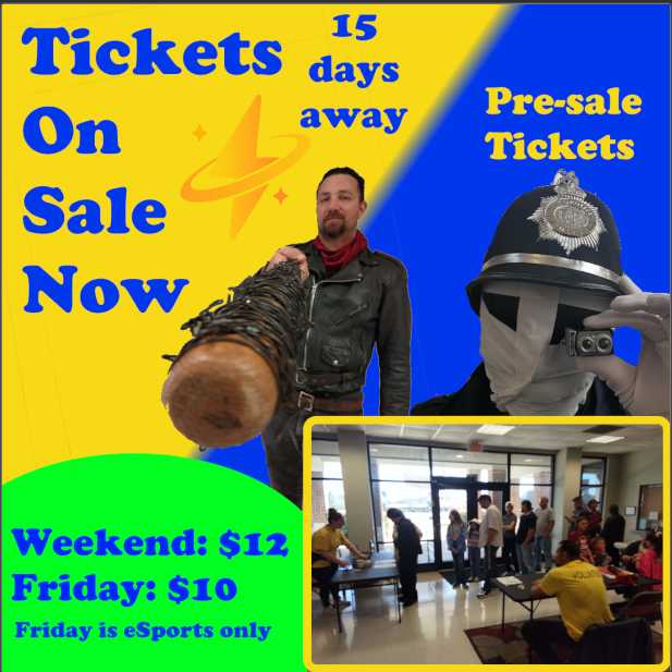 TezalCon's tweet photo. Order your tickets now at https://t.co/gKAhmziMFJ
Pre-sale is up until March 7th, the day before the convention.
Weekend : $12
Friday (eSports): $10

#tezalcon #tezalcon2023 #tezalcon2024 #esports #gaming #videogames #tournament #wiregrass #enterprisealabama #daleville https://t.co/jKjNvHpIbX
