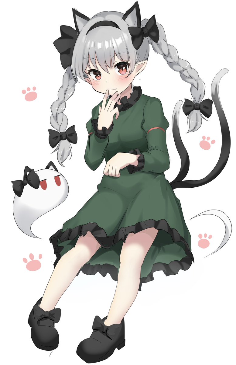 kaenbyou rin 1girl animal ears cat ears twin braids tail braid green dress  illustration images