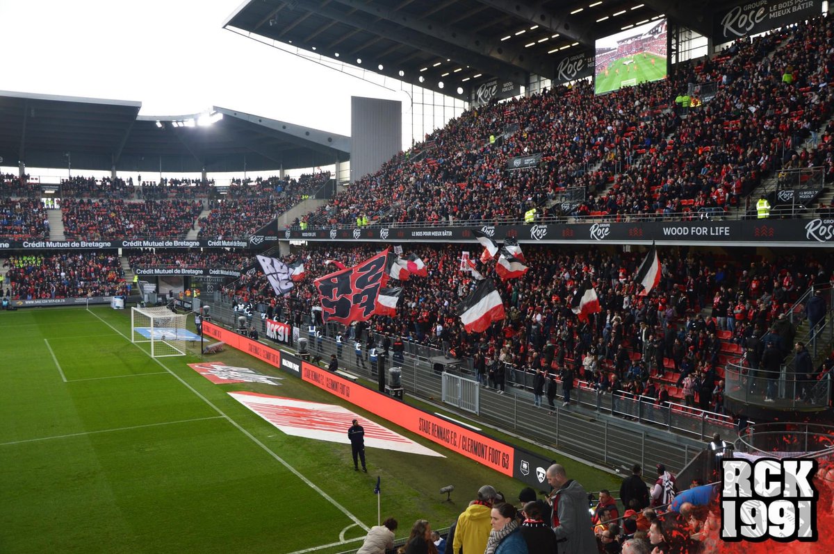 UltrasMadeinFR's tweet photo. ⚽️ Rennes - Clermont
📢 Roazhon Celtic Kop 1991 ! 
📆 Dimanche 18 février 2024 
📸 @RCK1991 

#SRFCCF63 https://t.co/oo4ZHzafy5