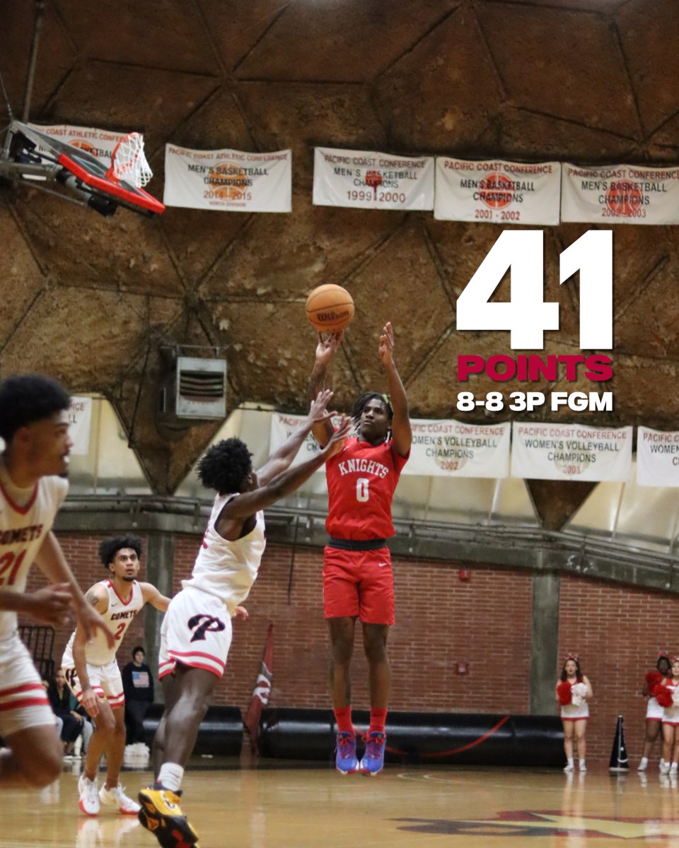 Knights clinch at least a share of the PCAC CHAMPIONSHIP!!!
KJay Bradley went off for 41 points, including 8-for-8 on 3s, 10 assists, 5 rebounds, and 5 steals!