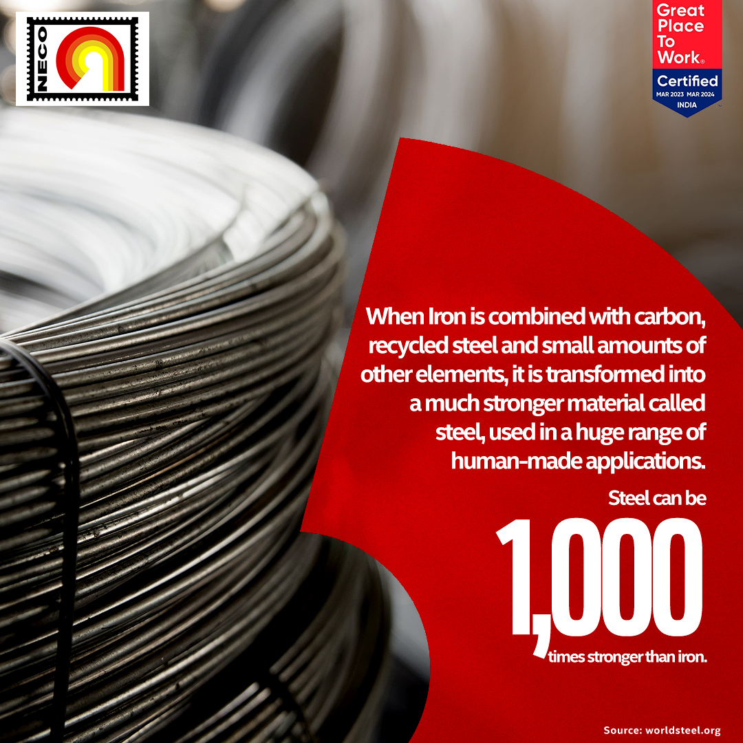 When iron meets carbon and recycled steel, the result is a mighty transformation into steel—1,000 times stronger, powering a myriad of human-made innovations.

SOURCE – WORLDSTEEL.ORG

#Steel #Iron #SteelIndustry #SteelFacts #JNIL