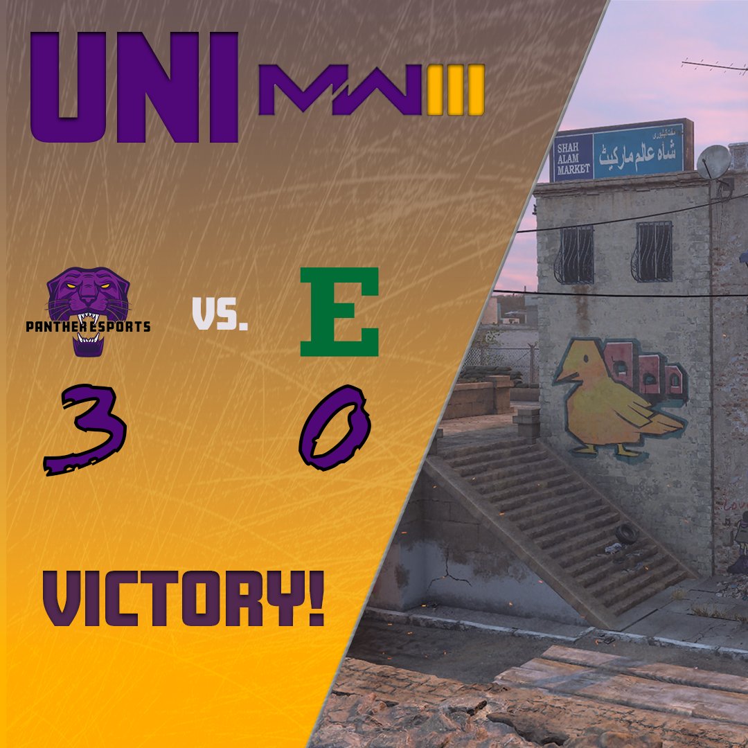 Another 3-0 sweep!

Our <a href="/UNIPantherCoD/">UNI CoD</a> sweeps <a href="/esports_emu/">EMU Esports</a> for their match tonight!

HP - Skidrow: 250-92
SnD - Karachi: 6-2
Control - Karachi: 3-0

GGs to everyone who played tonight! See our cod boys next week 💜 #GoCats