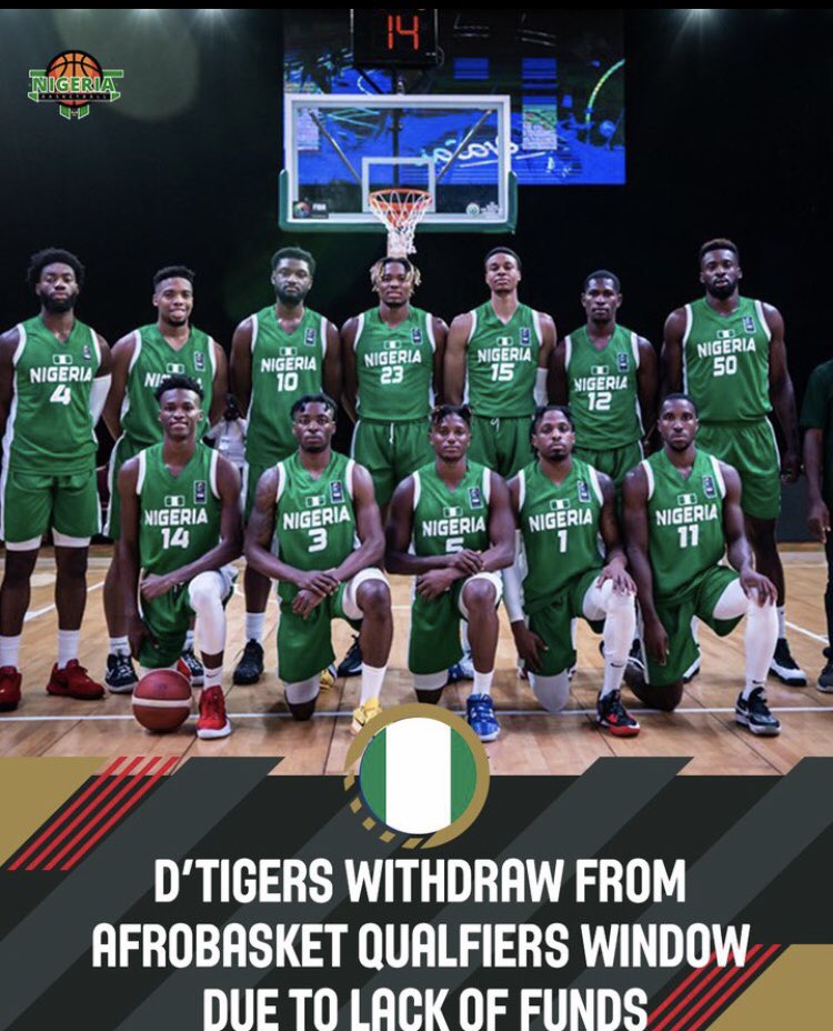 The Men Basketball Team of Nigeria called the D'Tigers have withdrawn from the AfroBasket Qualifiers because FG not Tinubu decided not to fund the team. 

The National Basketball Team are devastated.