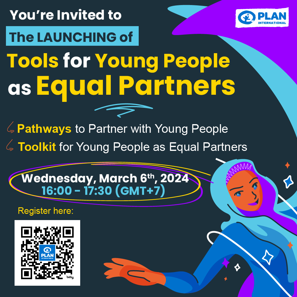 PlanAsiaPacific's tweet photo. LAUNCHING: Tools for Young People as Equal Partners

📆: Wednesday, March 6th, 2024
⏰: 6:00 - 17:30 Bangkok Time (GMT+7)
👉: https://t.co/h6QpDztEg3 
Register by March 1st and we'll coordinate interpretations for your specific language! https://t.co/2JU9IwsH7m