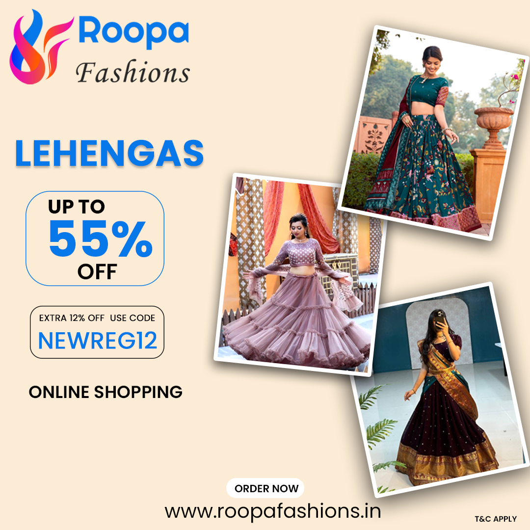 RoopaFashions's tweet photo. ROOPA FASHIONS   Lehenga  Sale up to 5  5% OFF
ORDER NOW  @ https://t.co/XCTwoj8WiR
For New Registrations Use code NEWREG12 coupon and avail Extra 12% OFF
@ https://t.co/XCTwoj8WiR
Call / WhatsApp: +91 91822 10275
E-mail: help@roopafashions.in https://t.co/gjSdLEebNY