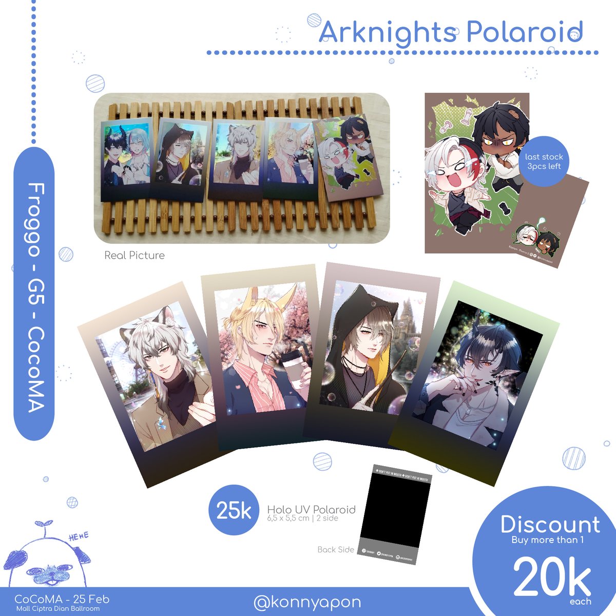 konnyapon's tweet image. Hello!! 
I will attend cocoma with @toscafroggie this sunday

my stuff mainly  are Arknights, so if you're come to cocoma, please do visit and say hi to us ! See you at  the event this sunday~🌸

✨retweet will be very appreciated✨
______
#COCOMADAY2024 #COCOMADAY2024CATALOGUE