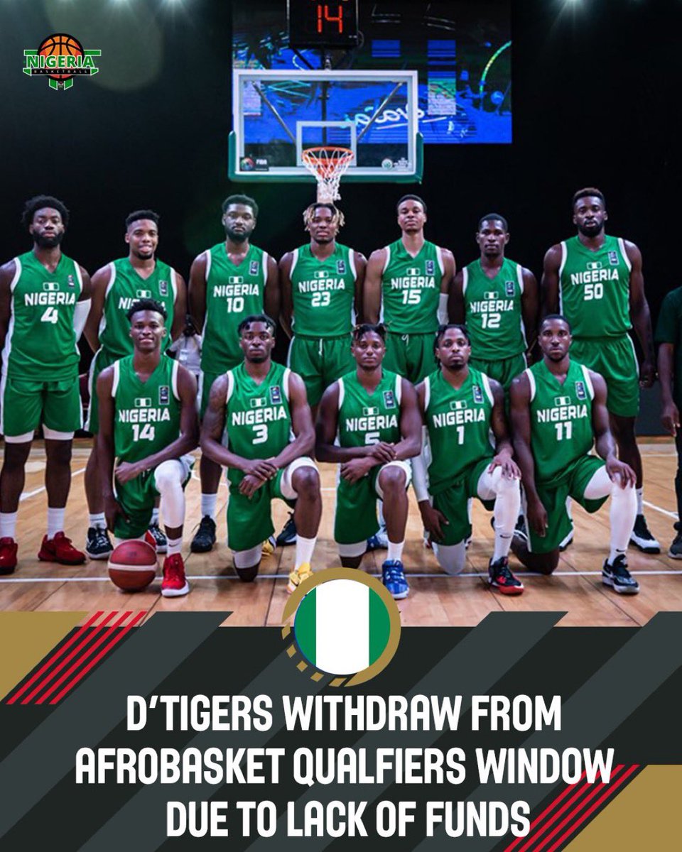 D’Tigers  forfeit t AfroBasket Qualifers due to lack of funds from government.