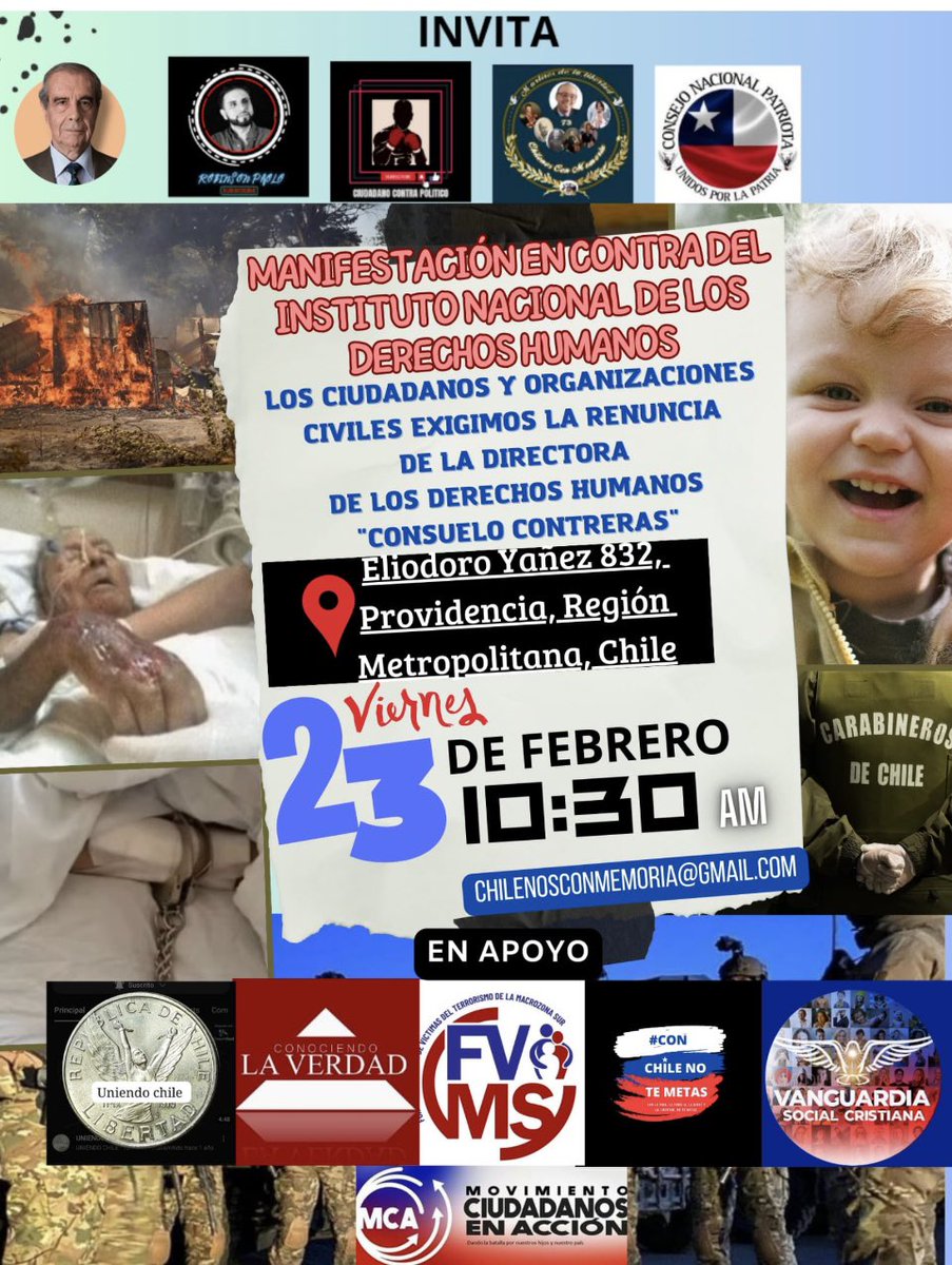 Chile_cnmemoria's tweet photo. @catitalinda276 @marg9173 @Zafiro2023 @ArturoGrandon @TERE_LAprofe73 @1973Grupo URGENTE ‼️. DEFIENDE TU LIBERTAD. #FueraDDHHMarxistas SON LOS DEFENSORES DE. DELINCUENTES. INMIGRANTES TERRORISMO 🚨🚨‼️. TODO CHILE EL 23. Metro salvador. 10.30. #DefiendeTusDerechos. Que esta constitución nos da. Te esperamos. 👇👇👇 https://t.co/EIT4ynq1J6