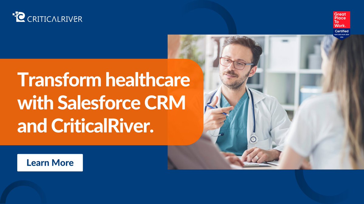 CriticalRiver's tweet image. Discover the transformative power of Salesforce CRM with @CriticalRiver. Learn how we're redefining healthcare through digital innovation, enhancing patient relationships, &amp;amp; streamlining operations for a healthier tomorrow. criticalriver.com/wp-content/upl…

#salesforcecrm