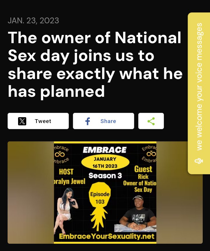 SexDaysOrg's tweet photo. Over a year ago I had the pleasure to podcast w/@Highprofilepod @CoralynJewel . Loved it! Any other adult stars want to podcast with us? National sex day promotes the adult industry. #sex #porn #sexcoach #analsex #oralsex  @sexworkpr https://t.co/1RkrZS8DLK
