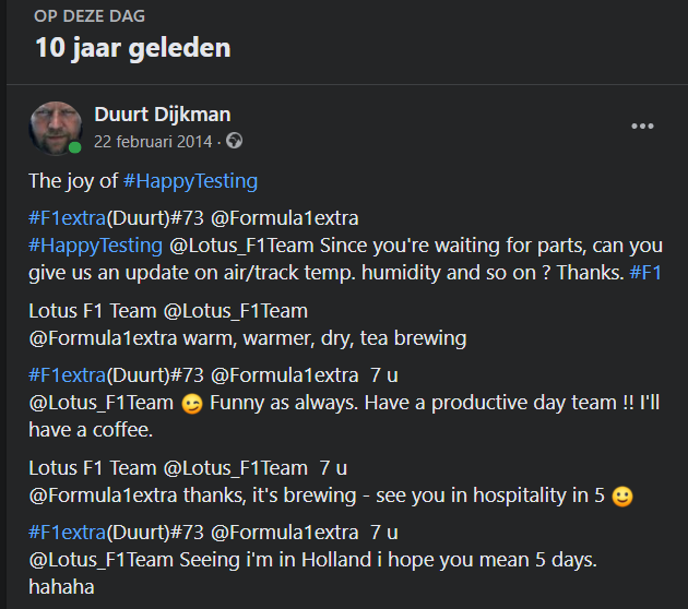 MsportXtra's tweet photo. #F1 10 years ago, when I was still @Formula1extra and @AlpineF1Team was known as @Lotus_F1team , #HappyTesting was a fun way of bringing the action on and off the track, to the fans through social media. #MsportXtra #F1extra https://t.co/eXNIN2rjBQ
