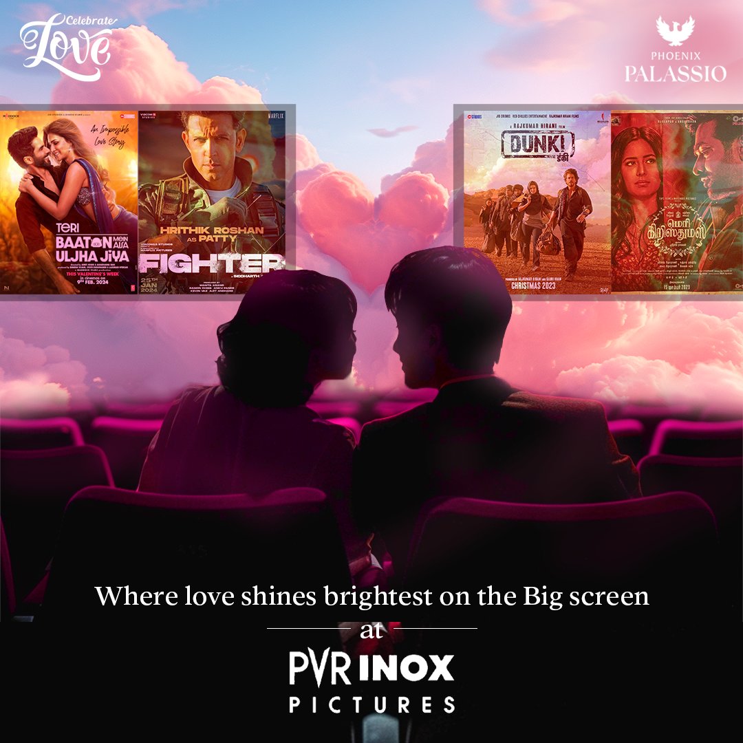 Get ready to fall in love all over again at #PhoenixPalassio! 

Join us for a month-long celebration of love under the stars at #PVRINOX. Don't miss this dreamy opportunity to create memories that sparkle with love, laughter, and of course popcorn! 

#Love #CelebrateLove #Lucknow