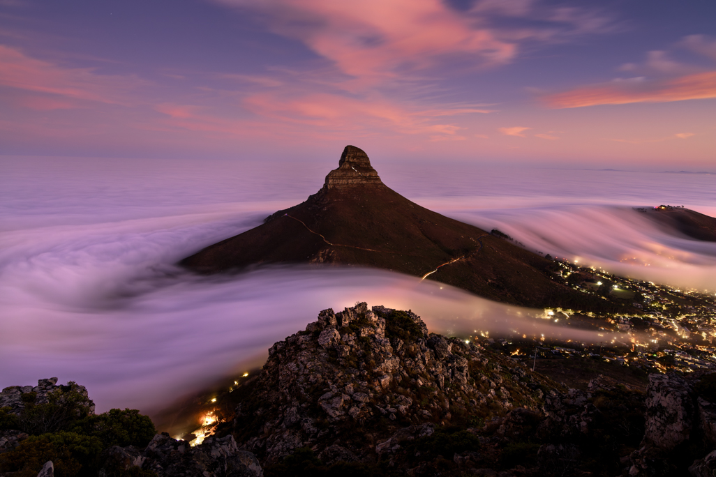 Waking up at 3am to hike up Table Mountain is never easy. But when you get mornings like today, well then it's all worth it. If you can believe it, this shot has taken multiple trips over years to pull off - but finally, the fog and high-level clouds aligned, and we were treated