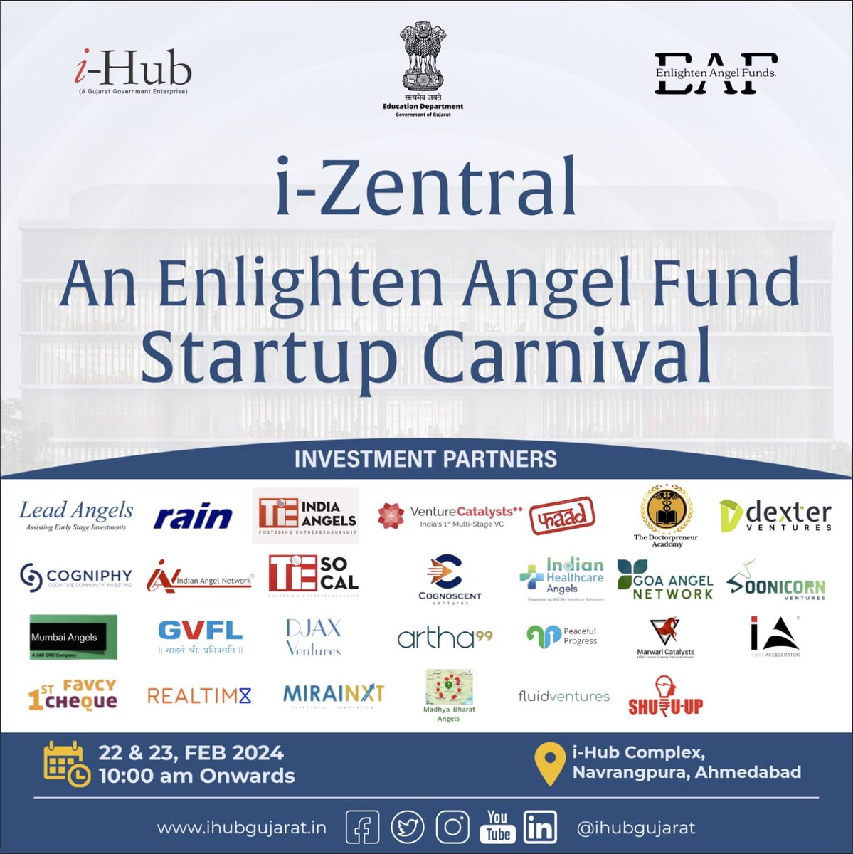Exciting times ahead at i-Hub Gujarat, Navrangpura campus! i-Zentral is in full swing today and tomorrow, featuring the brightest startup pitches and engaging panel discussions.