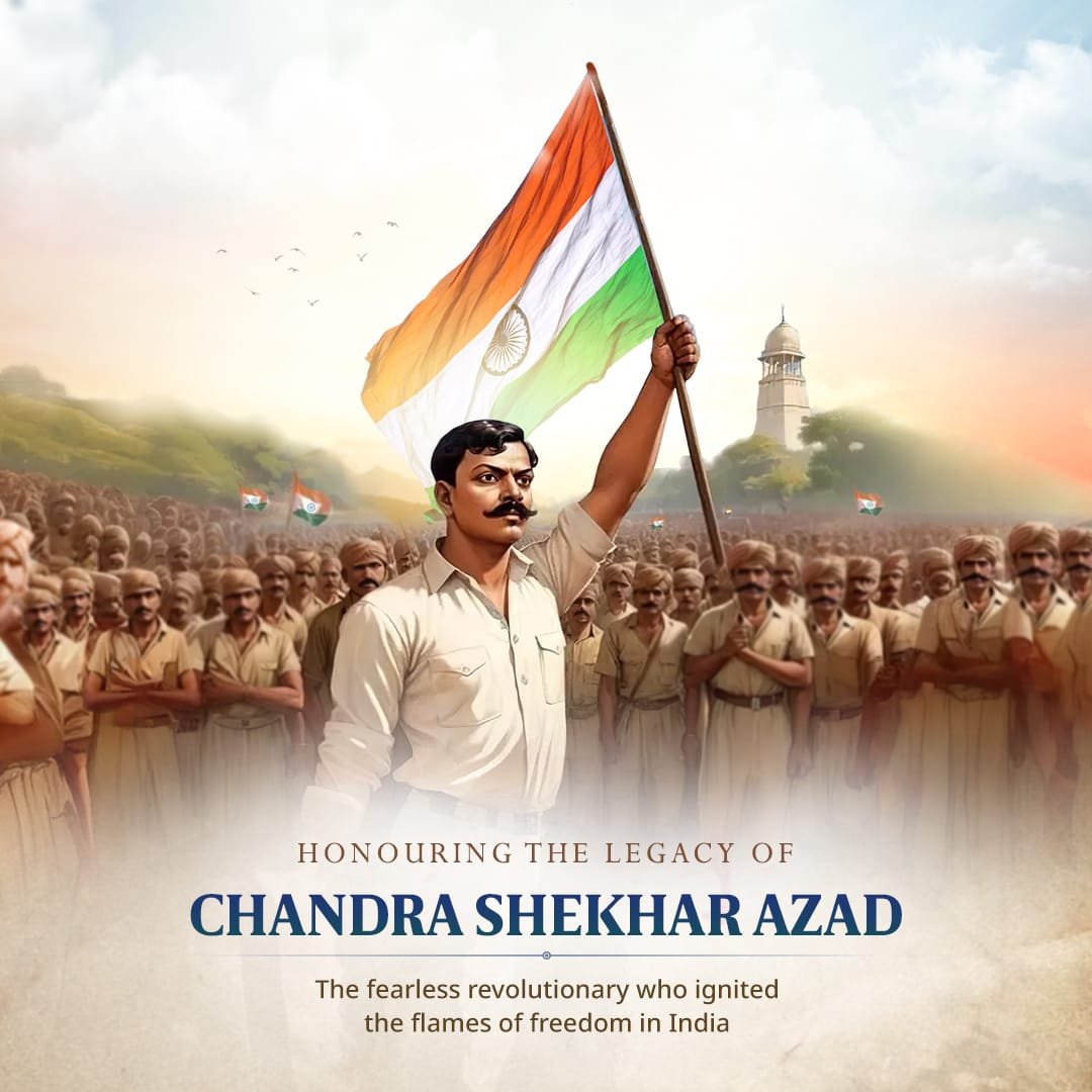 MPNaveenJindal's tweet photo. On the Martyrdom Day of Chandra Shekhar Azad, I pay tribute to his fearless fight for India's freedom and his contributions to the Indian Independence Movement. Let's reflect on his sacrifice, salute his undying spirit for a free India and strive for a nation he dreamt of. https://t.co/TGdxU2Ay3u