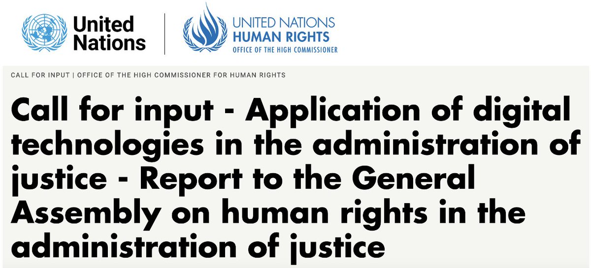 Don't miss this @OHCHR call for inputs on the use of #digital #tech in #justice. Submissions close 9 March. ohchr.org/en/calls-for-i…