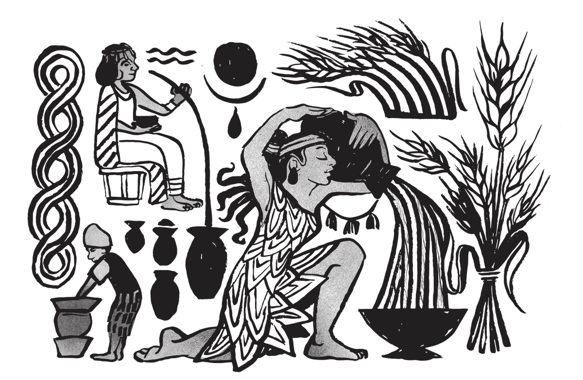 waskowasko's tweet photo. The history of beer. Concept got killed but I am very happy I got to research and ink these. 🍻 1/4 https://t.co/b402XoMftf