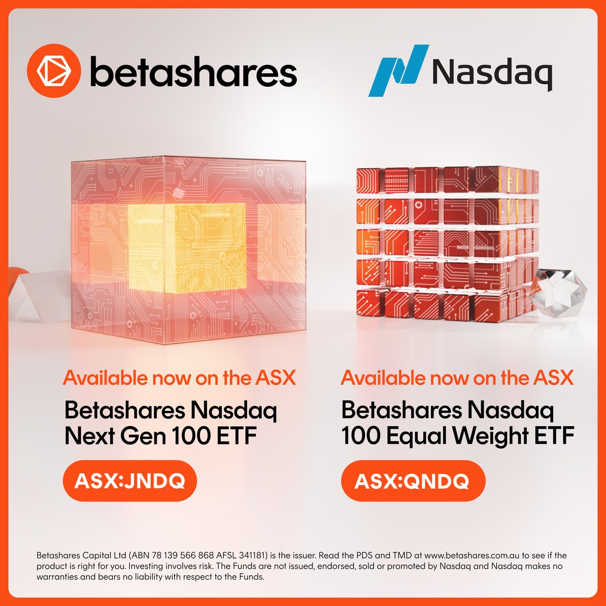 Available now on the ASX: Betashares Nasdaq Next Gen 100 ETF (ASX: JNDQ) and Betashares Nasdaq 100 Equal Weight ETF (ASX: QNDQ). Learn more about JNDQ: betashares.com.au/fund/nasdaq-ne… Learn more about QNDQ: betashares.com.au/fund/nasdaq-10…