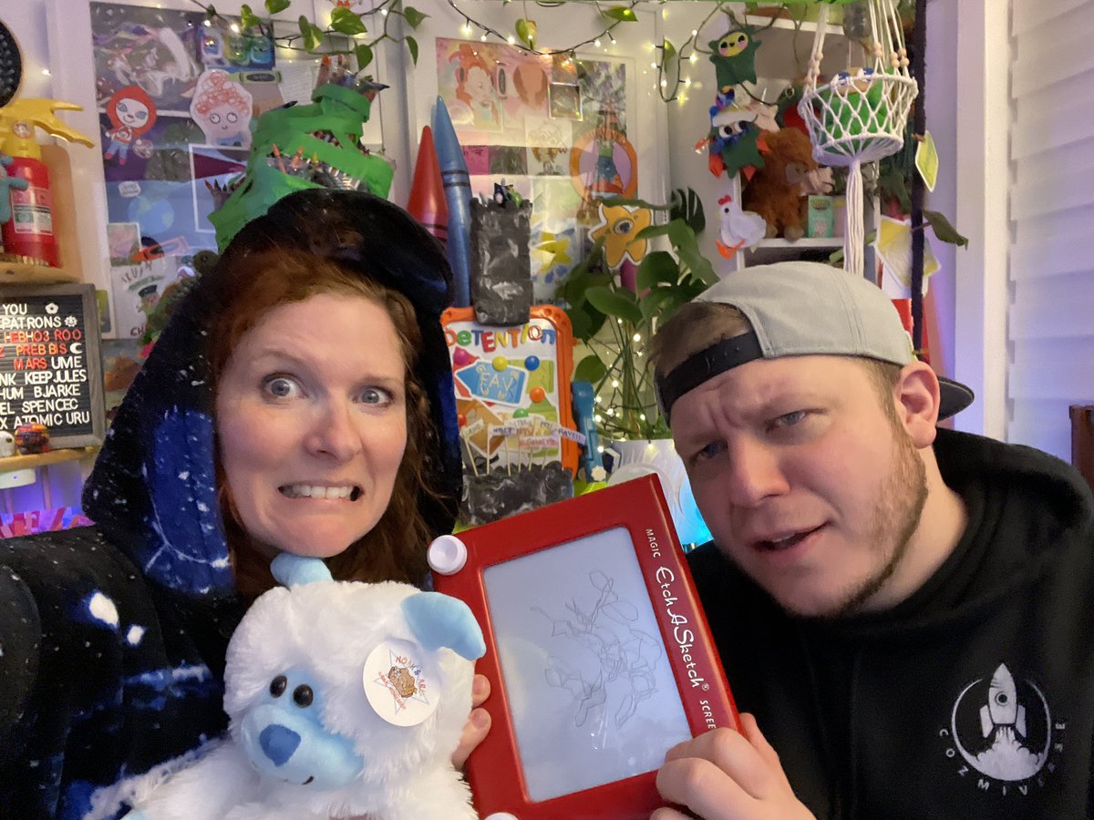 artinjest's tweet photo. @cozmiverse has revoked my PC privileges and I now have to stream from an etch a sketch.
#sorrymods #itsanartstream #sortof https://t.co/JjGJZDgwWg