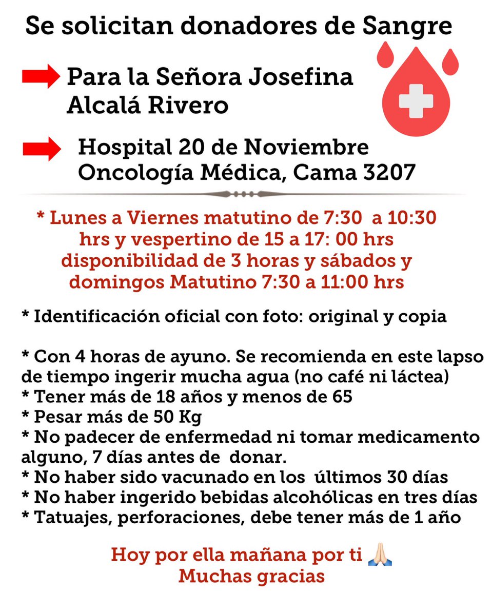 MMMariluu's tweet photo. Se solicitan #donadores de #sangre @sangreamiga @donaenvida @CruzRoja_MX @panaclo #bancodesangre #donasangre @CruzRoja_CDMX 🙏🏻🩸 https://t.co/j5A1b3kgHh