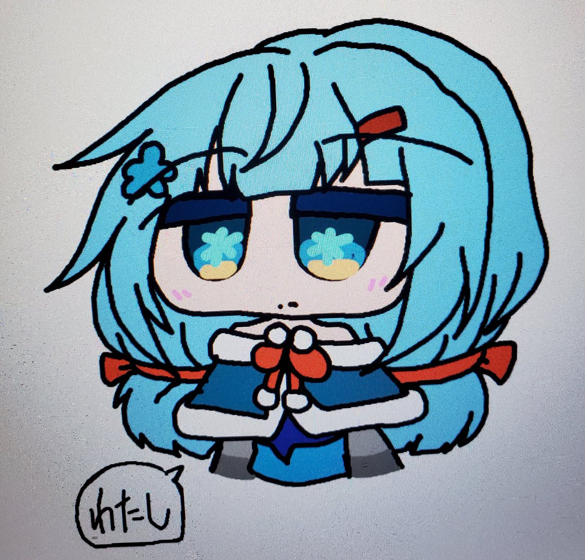 1girl solo chibi hair ornament blue hair twintails blue eyes  illustration images