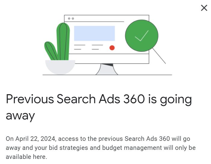 On April 22, 2024 the previous version of Search Ads 360 is going away. Be sure to go into the migration hub and complete the onboarding checklist to ensure a smooth transition. Sponsored By: @JumpFly, @WeAreKlever, @Adalysis #ppcchat #paidsearch #paidmedia