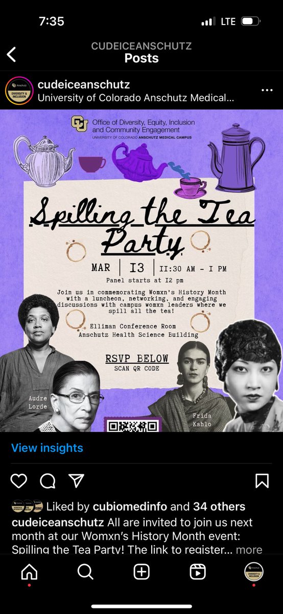 All are invited to join us next month at our Womxn’s History Month event: Spilling the Tea Party! The link to register is in our bio. 💜☕️ #womenshistorymonth #womenleaders #communitybuilding #AtCUWeSeeYou