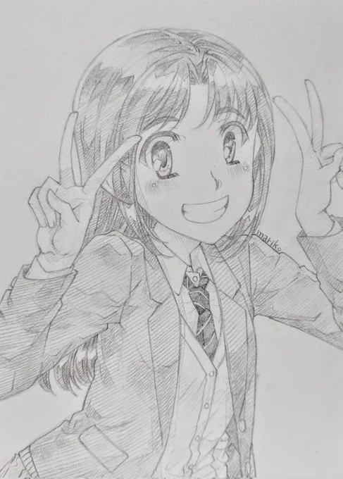 #アナログ #イラスト #落書き #女の子 #制服 
