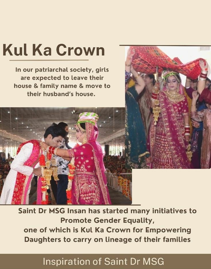 MDalhoud92116's tweet photo. Daughters are not burdens. They can carry even their family lineage forward if they're given a chance. Saint Gurmeet Ram Rahim Ji has shown this to the world by initiating the #KulKaCrown initiative. Many Proud Daughters have become Crown of the lineage after their marriage. https://t.co/lEWMZL2TXi