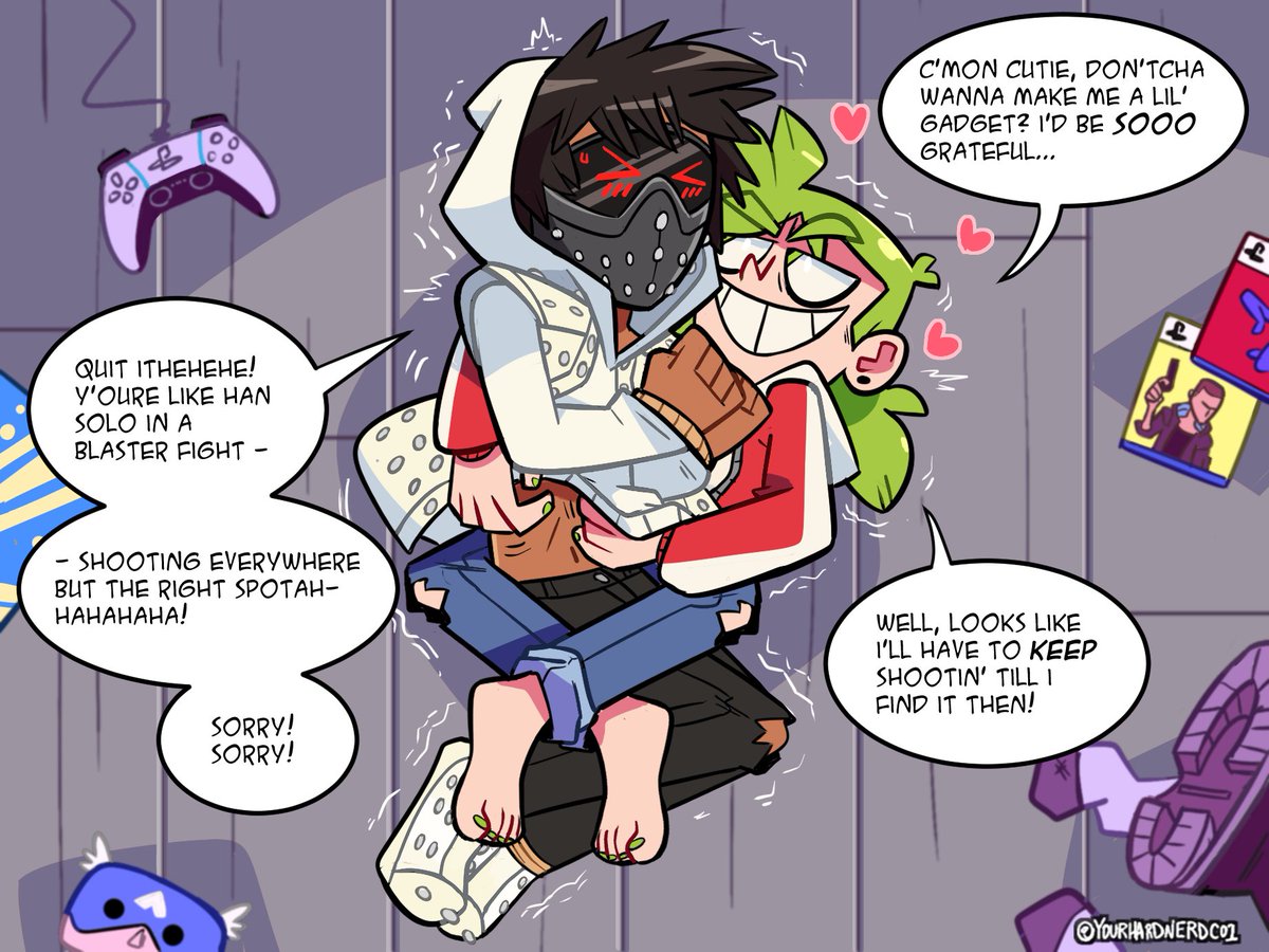 yourhardnerdco1's tweet photo. Commission for CyberShadeX (DA) of their OC, Xenon, getting "coerced" into helping out a certain little kink thief up her tech game https://t.co/tOKkqQf6j2