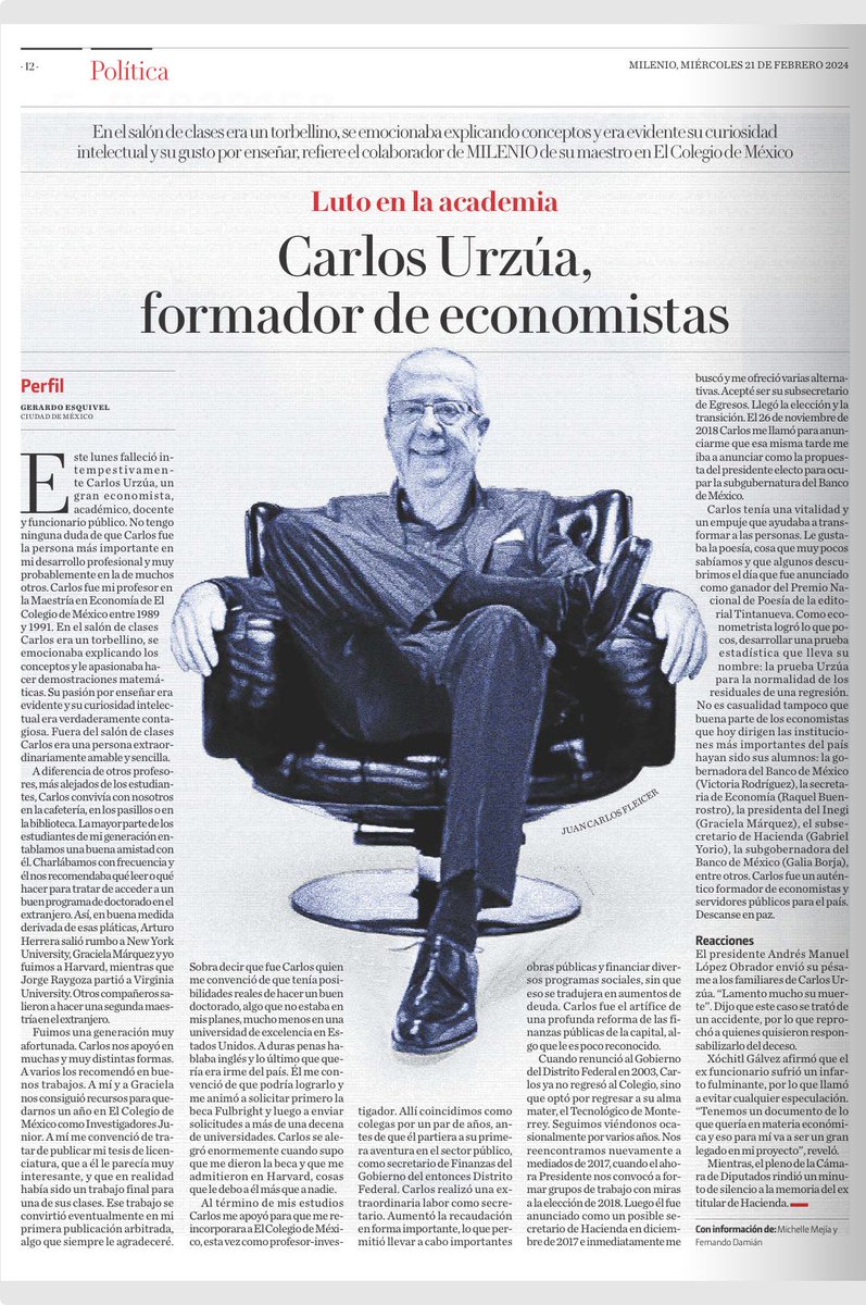 esquivelgerardo's tweet photo. Para quienes no pudieron acceder a la versión electrónica de mi artículo sobre Carlos Urzúa, aquí les comparto la versión en imagen del mismo (aunque está ligeramente abreviada). https://t.co/FVuqddTucM