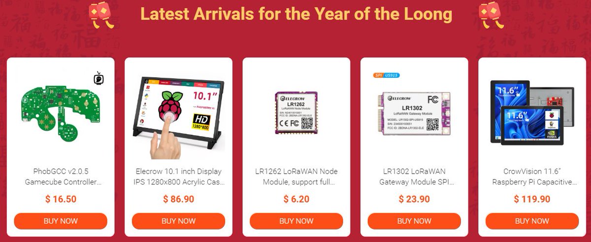 Elecrow1's tweet photo. 📢 Celebrate the Year of the Loong with #Elecrow's Latest Arrivals!🐉Find everything you need right here. 👇
https://t.co/KltCzOTr6U
#PhobGCC #LoraWan #CrowVision #electronics https://t.co/cC8lX6YAVm