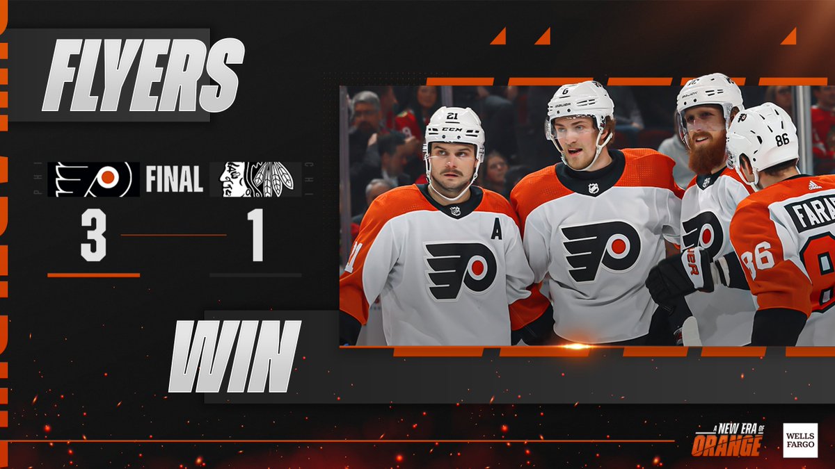 🔶 FLYERS WIN 🔶

Fly the Orange &amp; Black W.

#PHIvsCHI | <a href="/WellsFargo/">Wells Fargo</a>