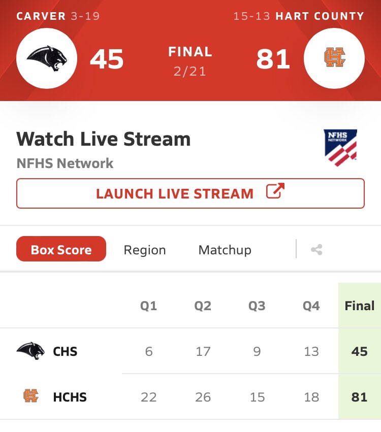 <a href="/HartCoBoysBBall/">Hart Co Boys BBall</a> Sweet 16 bound 6 str8 years! 81-45 W over <a href="/CarverATLSports/">Carver (ATL) Athletics</a>. We host Pickens date/time TBD. 

<a href="/AveryStrick44/">Avery Strickland</a> 17p11r3s1a
<a href="/hoopslife213/">📿</a> 11p10r1s1ch
<a href="/dre_wmaxwell/">Drewski!</a> 11p2a4s
<a href="/OBevans13/">OB</a> 11p3r2a1s
<a href="/MooreNori/">NOR7 MOORE⭐️ “DUKE”⚡️</a> 7p4a3r1b
All Dogs gave great minutes!