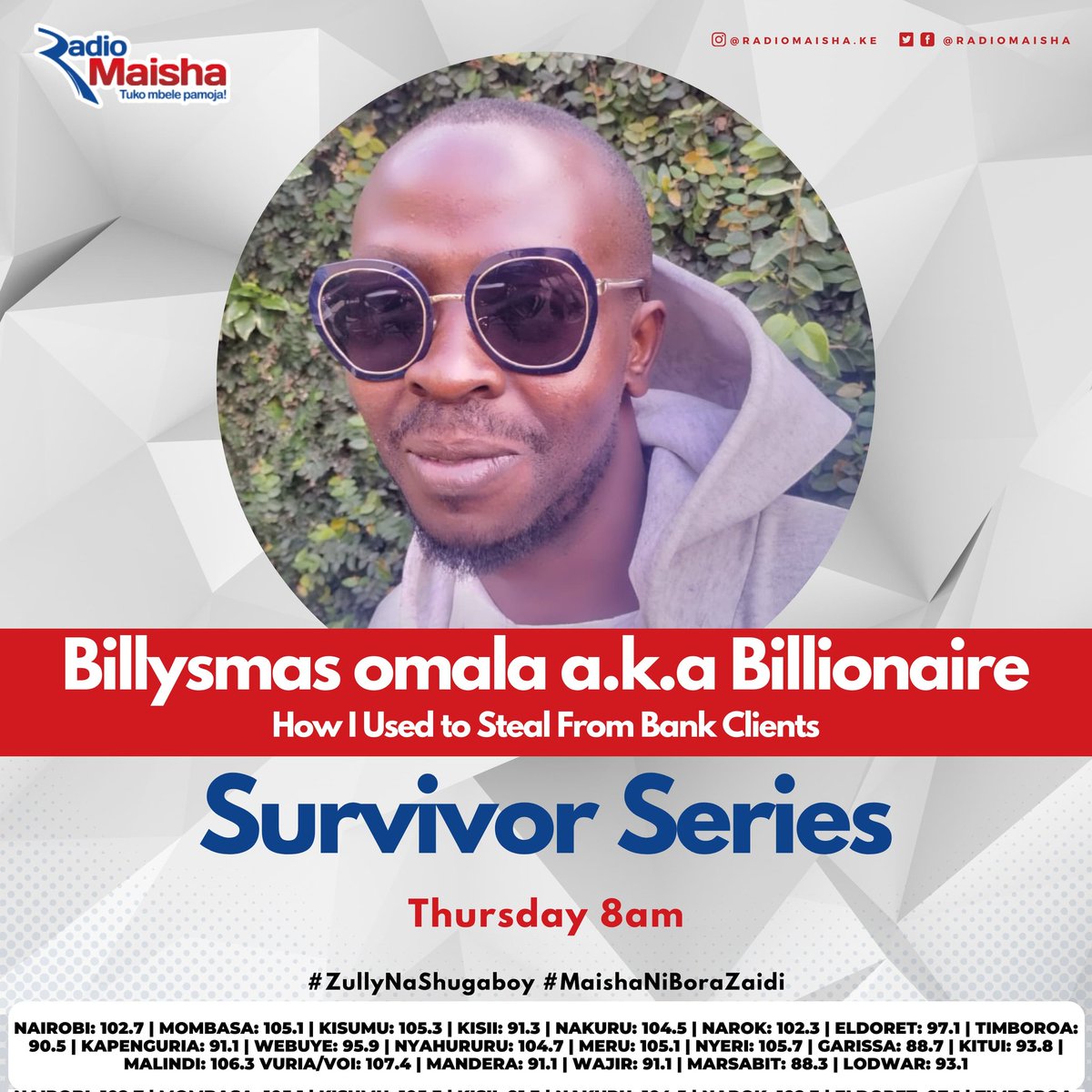 We are on #MaishaAsubuhi On Thursday Survivor Series. #ZullyNaShugaboy