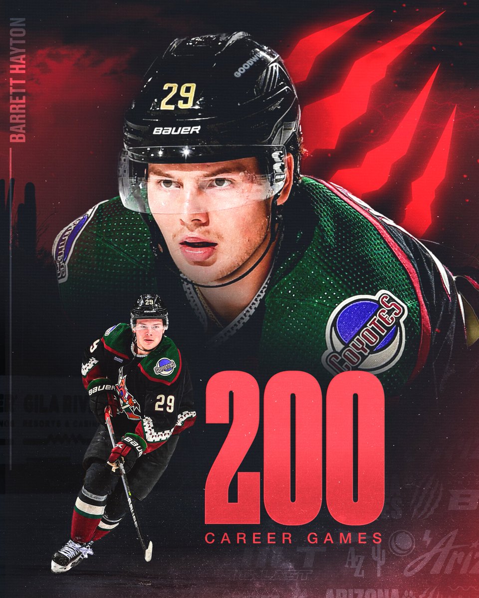 ArizonaCoyotes's tweet image. Congrats on 2️⃣0️⃣0️⃣ games, Hayton! 👏