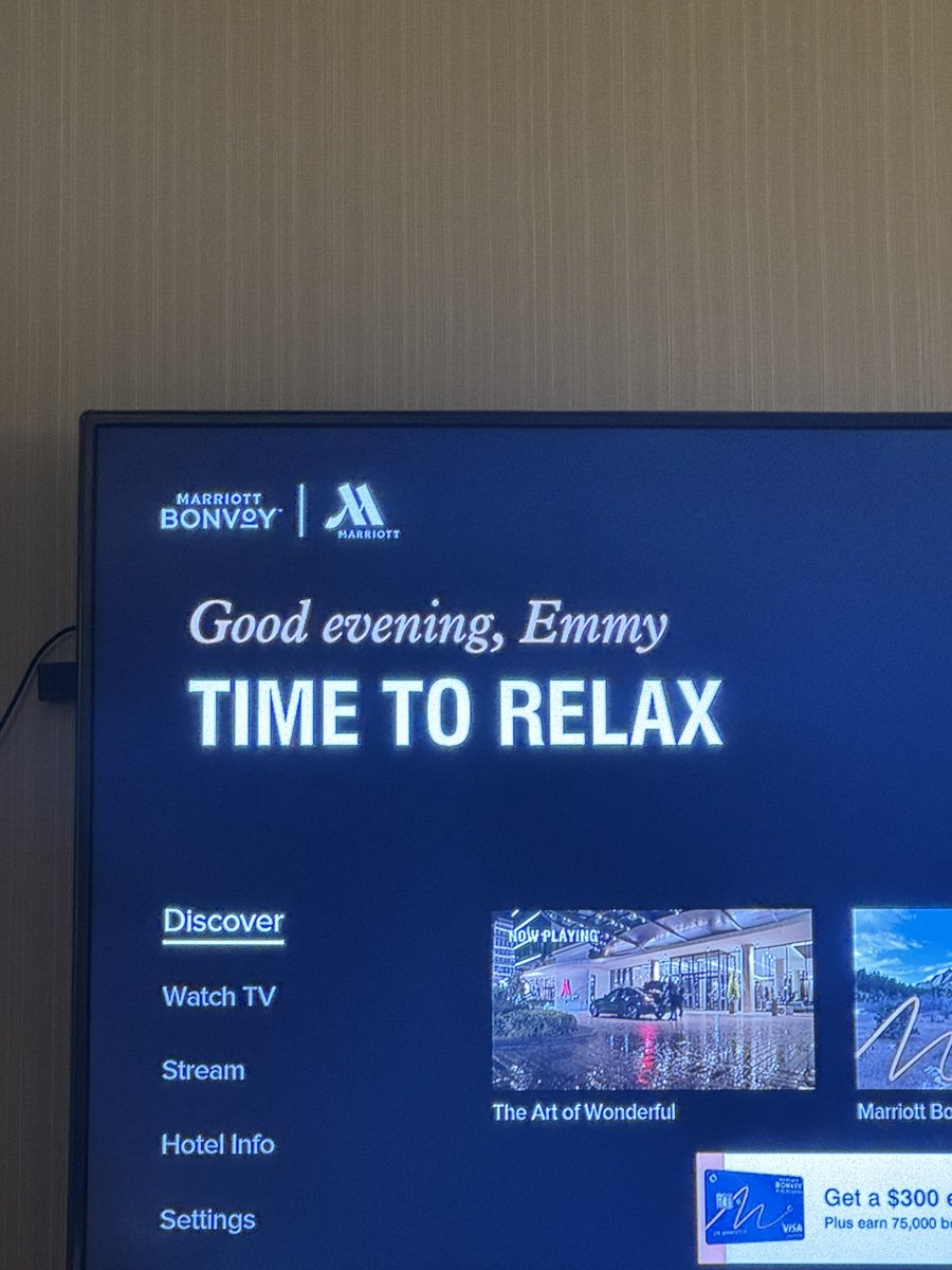 joeyk329's tweet photo. This my 4th night at this @Marriott and this is just two of the three different names I’ve seen on my room TV. These are not my name. https://t.co/mIKz23rnTt