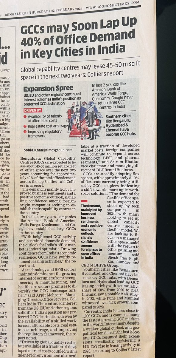MadAboutStocks_'s tweet image. Don’t dig for gold, sell SHOVELS .

The GCC Boom is hitting India &amp;amp; how ⚡️

45-50 Million Square Feet across the TOP 6 cities 🎯

#Colliers Report #RealEstate #Office 

@EconomicTimes 

💭💭💭