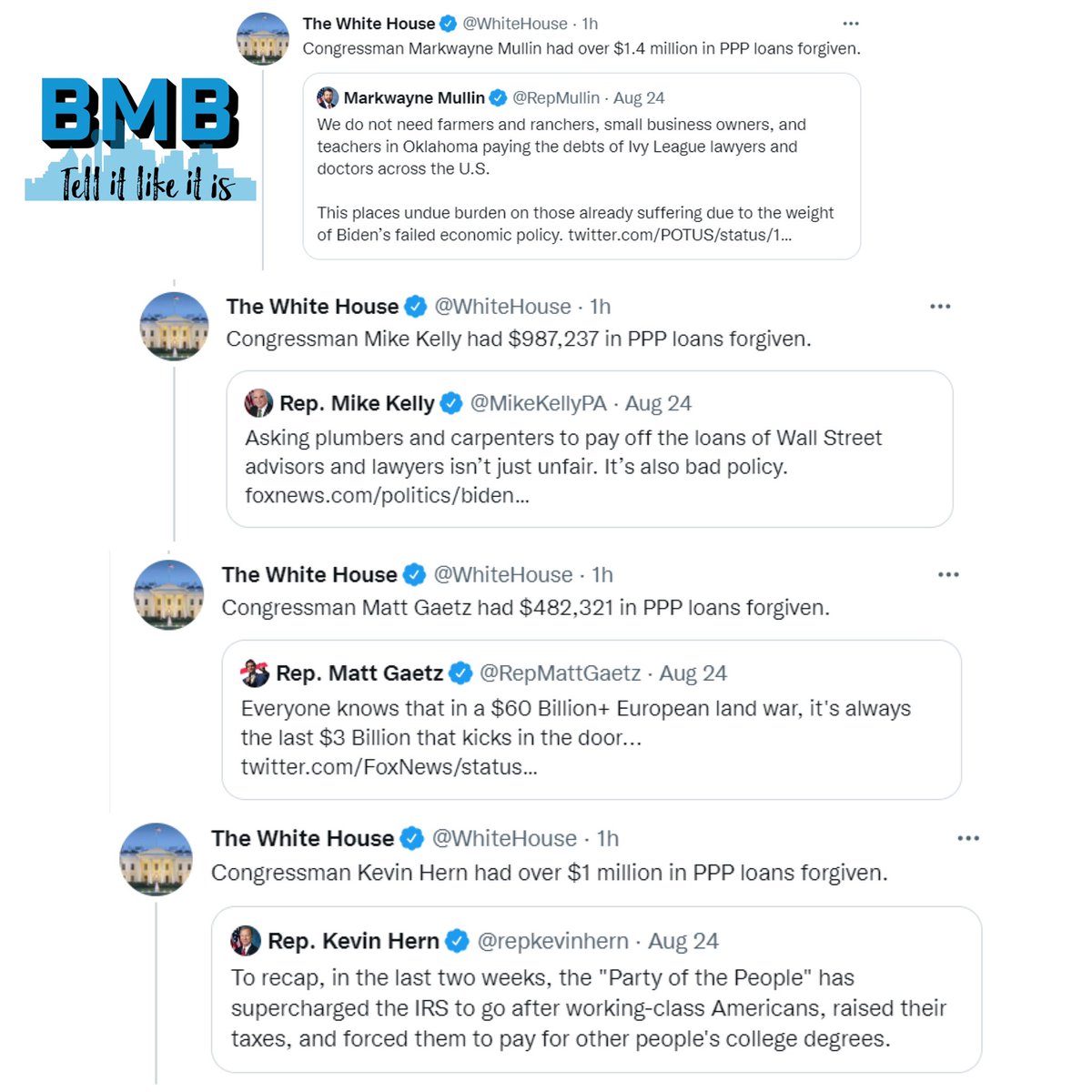 Don't forget #Republicans don't support any form of #studentdebtrelief, yet several of them had all of their #PPP loans canceled. I love how the #WhiteHouse retweeted these republicans.