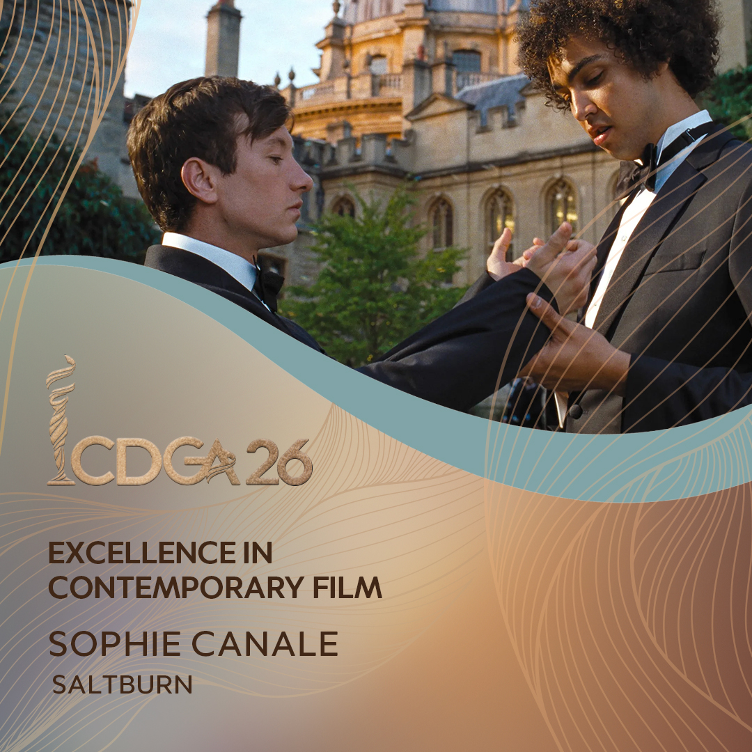 The award for Excellence in Contemporary Film goes to costume designer Sophie Canale for 'Saltburn.' #CDGA @cdglocal892 #CostumeDesignersGuild #CDG892