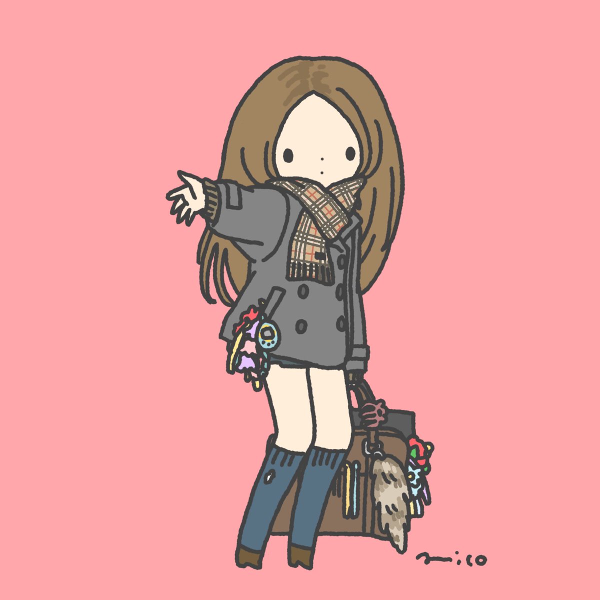 1girl solo long hair simple background shirt skirt brown hair  illustration images